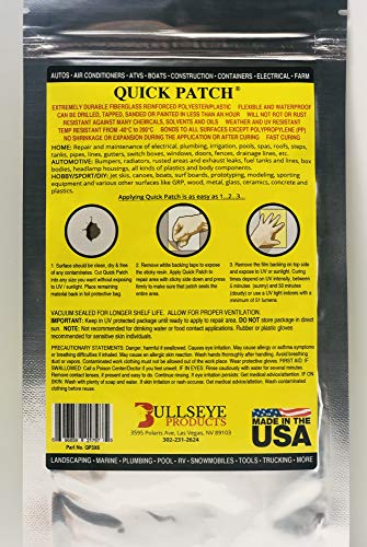 Bullseye Products QP3X6 Quick Patch Repair Kit, 3" x 6"