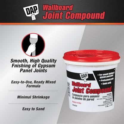DAP Wallboard Joint Compound, White, 3 Lb (7079810100) - size: 3 lb.
