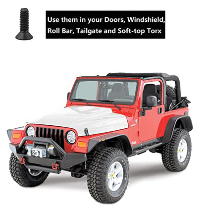 Windshield Door Tailgate Hinge Torx Screws Bolts for Jeep Wrangler CJ YJ LJ TJ 1976-2006，Replacement for Doors, Windshield,Roll Bar,Tailgate and Soft-Top Torx (Pack of 20)