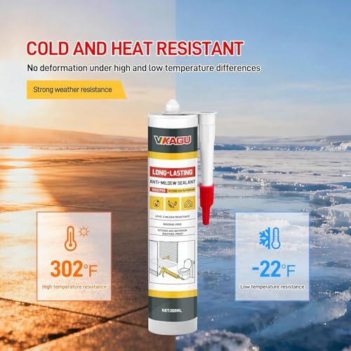 VGS 798 Professional Silicone Sealant Caulk 10.15 Oz Cartridge, 4 Pack – for Kitchen & Bathroom, Clear, Flexible & Durable Waterproof Sealant - style: 4 Pack With Caulking Gun