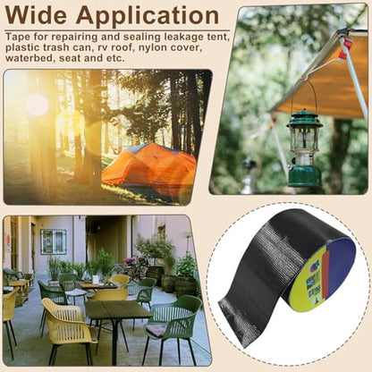 Waterproof Repair Tape, UV-Proof Multi-Surface Instant Seal Patch Repair for RV Awning, Boat Cover, Tent, Tarp & Canvas (3 Inch x 24.6FT, Black) - color: Black