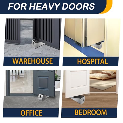Heavy Duty Door Stopper Adjustable Spring Large Stoppers Wedge, Tall up to 3 Inches Doorstop Stainless steels Made Suits Any Heavy Doors - size: Silver-Adjustable