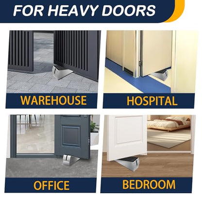 Heavy Duty Door Stopper Adjustable Spring Large Stoppers Wedge, Tall up to 3 Inches Doorstop Stainless steels Made Suits Any Heavy Doors - size: Silver-Adjustable