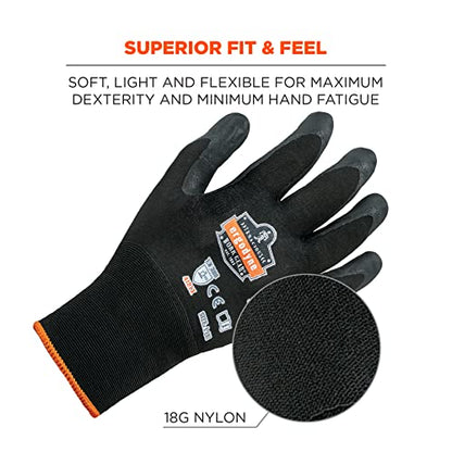 Ergodyne Nitrile Coated Work Gloves, High Dexterity, ProFlex 7001, Small,Black (Pack of 2) - size: 1 Count (Pack of 2)