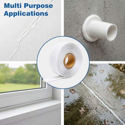 U0U Moldable Silicone Putty,Waterproof Multi Purpose Butyl Seal Putty Tape 66 x 0.6 Inches,Plumbers Duct Seal Putty for Sink Drain Gap Wall Repair (White, 0.6 x 66inch/2pcs) - size: 0.6 x 66inch/2pcs