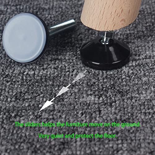 Furniture Leveler Swivel Feet PTFE(Teflon) Bottom(35mm Base),Threaded Shank(5/16-18) Adjustment Pads,Table/Chair/Cabinet/Sofa Medium Legs Leveling,Nuts Installation and Floor Protection(4 Pack) - size: 4 Pack,35mm Base 5/16-18