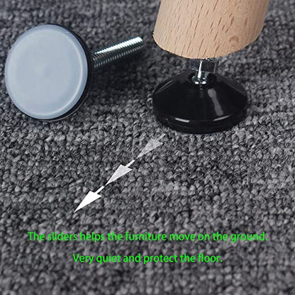 Furniture Leveler Swivel Feet PTFE(Teflon) Bottom(35mm Base),Threaded Shank(5/16-18) Adjustment Pads,Table/Chair/Cabinet/Sofa Medium Legs Leveling,Nuts Installation and Floor Protection(4 Pack) - size: 4 Pack,35mm Base 5/16-18