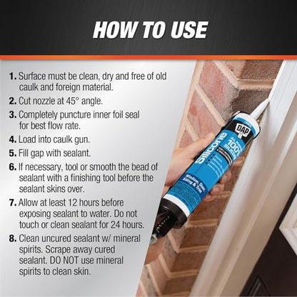 DAP 08643 9.8-Ounce 100% Silicone Window, Door and Siding Sealant, Aluminum