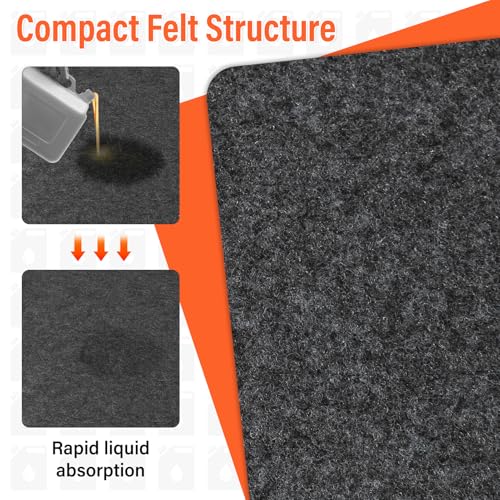 2 Pack 36 x 60 Inch Premium Oil Spill Mat,Garage Floor Mat for Under Car,Highly Absorbent Maintenance Mat Protect Your Floor from Oil Drips, Spills, Splashes and Stains - size: GFM-60x36IN-2PC