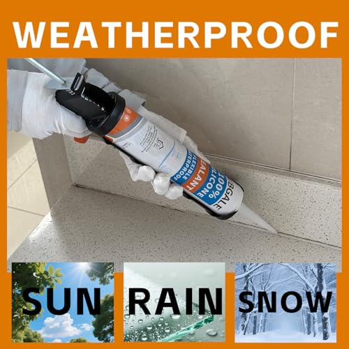 Silver Silicone Sealant, All-Purpose 100% Silicone Caulk, Waterproof Stronger Adhesion, Shrink Crack Proof Caulking for Aquarium, Stainless Steel, Aluminum, Basements, 10.1 Oz (Silver) - color: Silver
