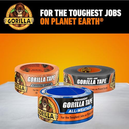 Gorilla All Weather Duct Tape, Black, 1.88" x 25 yd (Pack of 2) - UV and Temperature Resistant Waterproof Tape for Outdoor Repairs - size: 2 - Pack