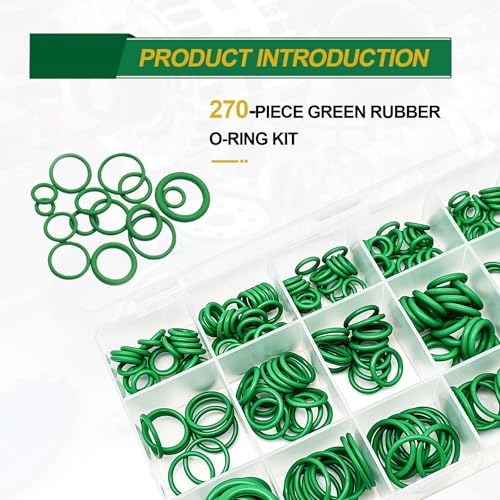 Car A/C Repair Kit, 270PCS O-Ring Set + 102PCS Car Air Conditioner Valve Core Kit with Double Head Install Tool, A/C R12 R134a Refrigeration Tire Valve Stem Cores, O-Ring Seals Kit
