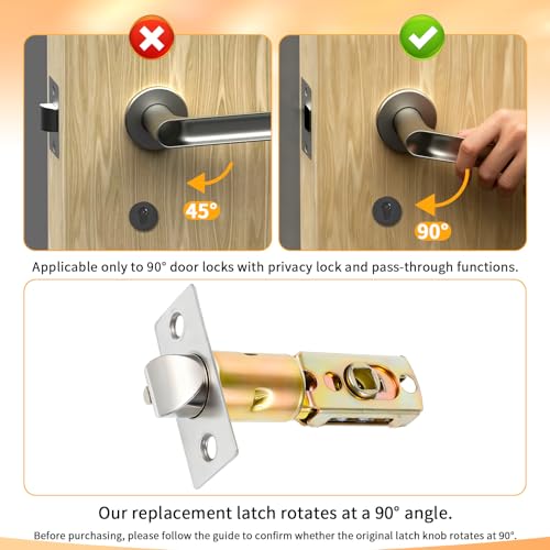 Adjustable Door Latch, 60/70mm Adjustable Passage Door Latch, Doors Knob Latches, Tubular Mortice Latches, Doors Knob Parts for Lever Handles, Internal Handles