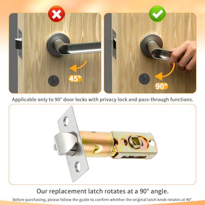 Adjustable Door Latch, 60/70mm Adjustable Passage Door Latch, Doors Knob Latches, Tubular Mortice Latches, Doors Knob Parts for Lever Handles, Internal Handles