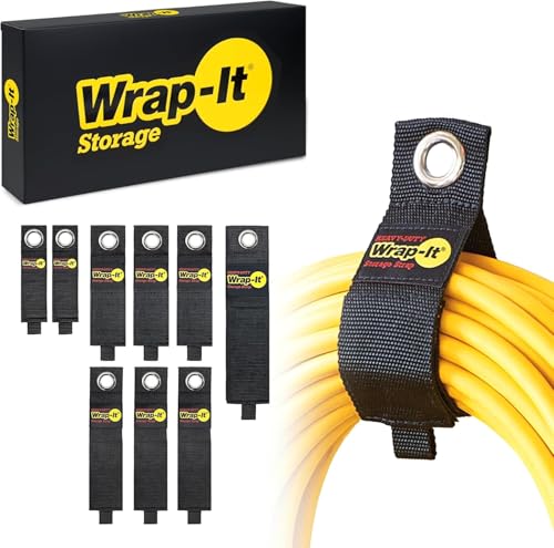 Heavy-Duty Wrap-It Storage Straps, Assorted 9 Pack - Hook and Loop Extension Cord Organizer Hanger, Cord Wrap Keeper, Cable Straps for Cords, Hoses, Rope, RV, Boat and Garage Storage and Organization - size: Assorted 9-Pack