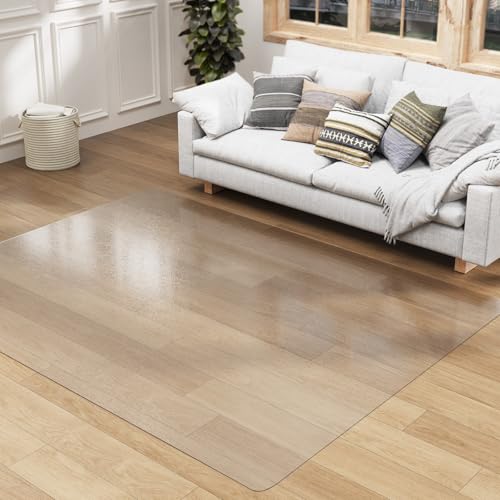 5' x 7' Clear Area Mat for Hard Floor, Waterproof Thick PVC Floor Protetor for Home, No Scratch Durable Plastic Floor Mat for High Traffic Area (Clear) - color: Clear, size: 5' x 7'