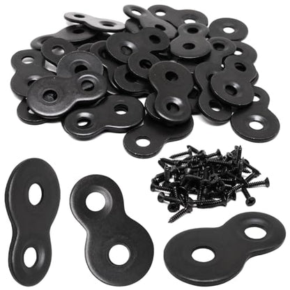 32pcs Figure 8 Fastener, Figure 8 Table Top Fasteners with Screws Heavy Duty Figure-Eigh Clips for Table Tops Connector Bracket (Black) - size: 32pcs