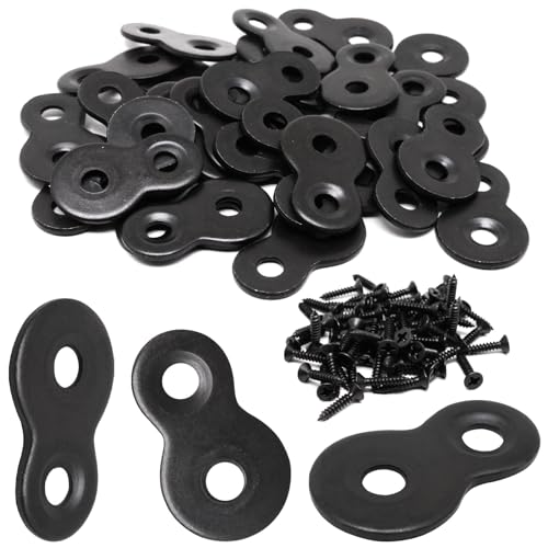 32pcs Figure 8 Fastener, Figure 8 Table Top Fasteners with Screws Heavy Duty Figure-Eigh Clips for Table Tops Connector Bracket (Black) - size: 32pcs
