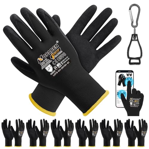 Safety Work Gloves - 7 Pairs, Seamless Knit Glove with MicroFoam Nitrile Coated Smooth Grip on Palm & Fingers for Men and Women(XL,Black) - size: X-Large, style: 7 Pairs,black