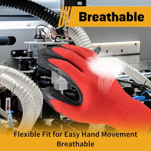 12 Pairs Crinkle Latex Coated Work Gloves for Men, Non-Slip Grip Gardening Gloves, Suit For Construction, Warehouse - size: X-Large