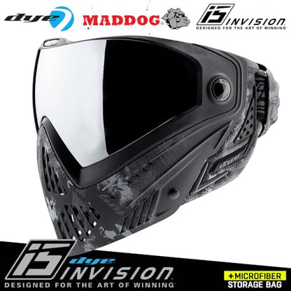 Maddog Dye i5 Thermal Anti-Fog Paintball Airsoft Mask Goggle System Combo with Microfiber Bag | Safety Certified Protection - color: Dyecam Black Fade