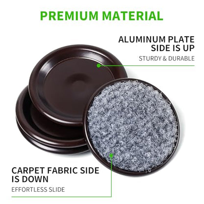 1 5/8" Round Carpet Bottom Furniture Caster Cups, Reusable Furniture Sliders for Hardwood Floors,Felt Furniture Pads Coasters to Protect Tile or Laminate Floors from Scratches, Brown/Gray (24 Pack) - size: 1-5/8 Inch, 24 Pack