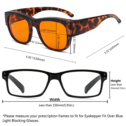 Eyekepper Mens Fit Over Blue Light Blocking Glasses Computer Gaming Eyeglasses for Women - color: 1802-tortoise-100% Blue Light Blocking