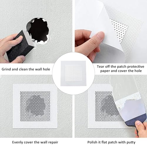 6PCS 6” Drywall Repair Kit, Aluminum Wall Patch with Galvanized Plate, Self Adhesive Fiberglass Dry Wall Hole Patches for Drywall Ceiling Sheetrock - size: 6”