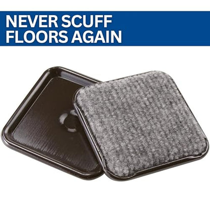 SoftTouch 2-1/2" Square Reusable Carpet Bottom Furniture Caster Cups for Office Chairs, Desks, and Carts, Furniture Wheel Caster Cups for Carpet and Hardwood Surfaces, 12-Pack, Brown/Gray - size: 2-1/2 Inch, 12 Pack, style: Square