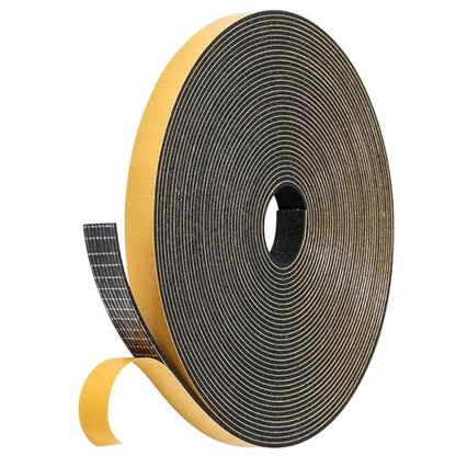 32Feet Weather Stripping (1/2 Inch X 1/16 Inch) Door Seal Strip, Strong Adhesive, Lightproof, Soundproof, Weatherproof Foam Tape Insulation for Sliding Door, Front Door Frame, Windows- Black - size: 1/2 Inch X 1/16 Inch X 32Feet