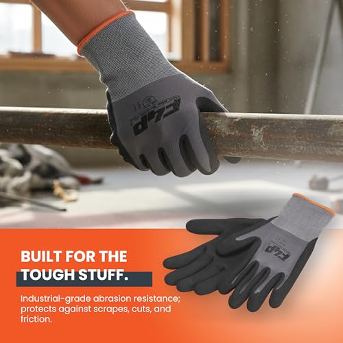 Cut Resistant Nitrile Grip Gloves | Durable Spandex & Nylon Safety Gloves with Elastic Knit Wrist - size: Medium