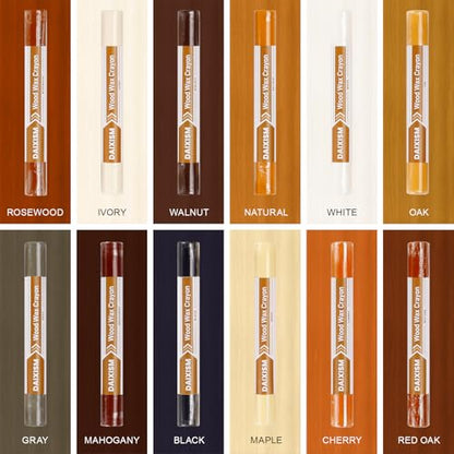 DAIXISM Wood Filler Sticks,12colors Wood Wax Crayons for Scratches, Scuffs, Cracks, and Nail Holes on Wood Furniture, Floors, Cabinets, Tables, and Doors