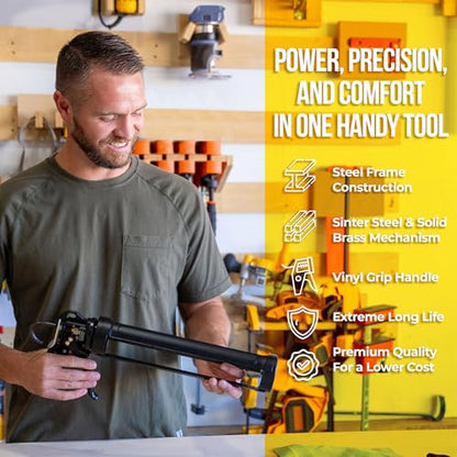 AWF PRO Heavy Duty Caulk Gun, 18:1 Thrust Ratio, Steel Frame Construction, Rotating Barrel, Ladder Hook, Puncture Tool & No Drip Pressure Release Tab, 10 oz Caulking Gun - size: 10 Oz Caulking Gun, style: Pack of 1