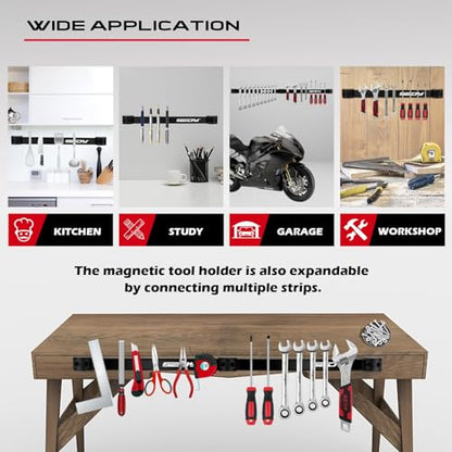 SEDY Magnetic Tool Holder Storage Organizer: 7-Piece Garage Wall Mount Rack Organization Strip Power Magnet Organizers Mounted Workbench Board Slatwall Van Hanger - style: 7-Piece Magnetic Tool Strips