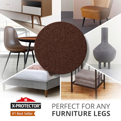 X-PROTECTOR Felt Furniture Pads - 32 PCS 1 1/2" Floor Protectors for Chair and Furniture Feet - Protect Your Hardwood Floors! (Brown, Round) - size: 1 1/2" 32 Brown, Round