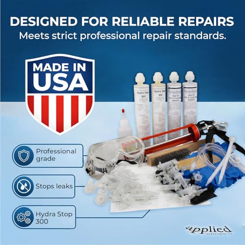 10ft Peel-Off Paste Foundation Crack Repair Kit, Hydra Stop 300 Polyurethane Foam Concrete Foundation Leak Repair System with Peel Paste and Surface Ports, Basement Waterproofing Concrete Crack Filler