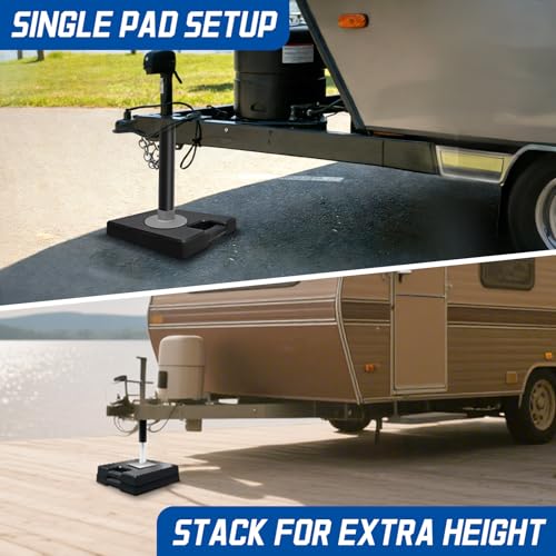 ROBLOCK 2-Pack Rubber RV Jack Pads with Handle Stop Sinking & Slipping, Weather-Resistant RV Stabilizer Jack Pads for Camper Trailer on Uneven Ground Gravel Asphalt Dirt Grass 13.7" x 11.8" x 1.8" - size: Rubber 13.7"*11.8"