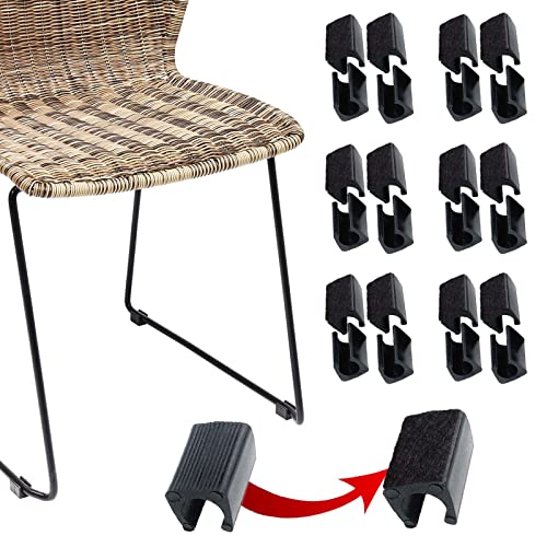 Rectangle U Shaped Chair Leg Tips Caps with Felt Pads,Furniture Feet Protector Slide Smoothly Glides No Scratches No Noise Protect Hardwood Floor,Fit 14mm(9/16inch) Diameter Tubular Leg (Black 24PCS) - color: 24pack-black, size: 14mm(9/16inch)-Diameter