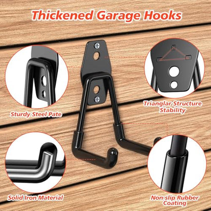 30 Pack Heavy Duty Garage Hooks,Solid Steel Wall Mount Hangers,with Anti-Slip Coating,for Hanging and Organising Ladder,Bike,Ropes,Broom,Garden,Yard and Power Tools - color: 30 Pack Black