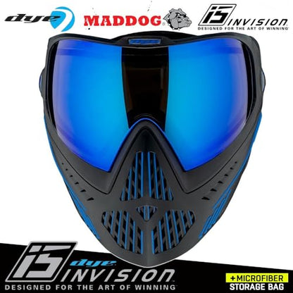 Maddog Dye i5 Thermal Anti-Fog Paintball Airsoft Mask Goggle System Combo with Microfiber Bag | Safety Certified Protection - color: Storm 2.0