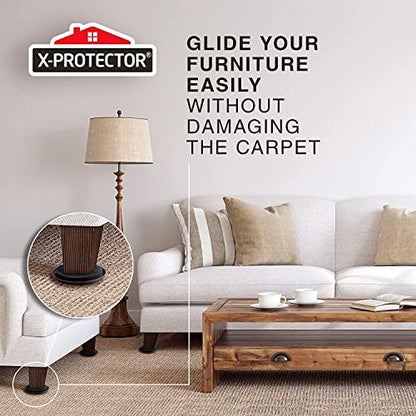 Furniture Sliders for Carpet X-PROTECTOR - 8 PCS Best Heavy Moving Pads 4 3/4" - Sliders for Furniture. Move Your Furniture Easy with Reusable Furniture Movers Sliders for Carpets! - size: 8 PCS 4.75"