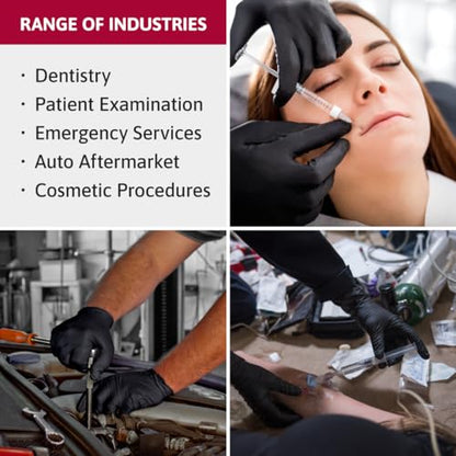 Ansell Microflex 93-732 Nitrile Disposable, Latex & Powder Free, Food Approved, Multi-Purpose, Medical & Industrial Protection, Latex Free, Single Use, Black, Size S (100 Gloves) - size: Small, style: Thin