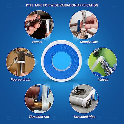 Supply Giant I33 PTFE Thread Seal Tape for Plumbers, White 1/2 Inch x 520 Inch, Single (Pack of 4) - size: 520" (Pack of 4), style: Pack of 1