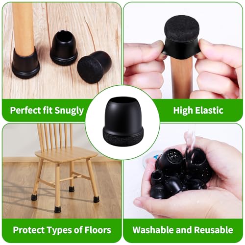 24 Pcs Small Chair Leg Floor Protectors, Chair Leg Protectors for Hardwood Floors, Silicone Chair Leg Caps Covers, Round Felt Furniture Pad Protect Floor from Scratches & Noise(Black, Fit 0.55"-0.75") - size: Black-s(fit: 0.55"-0.75")
