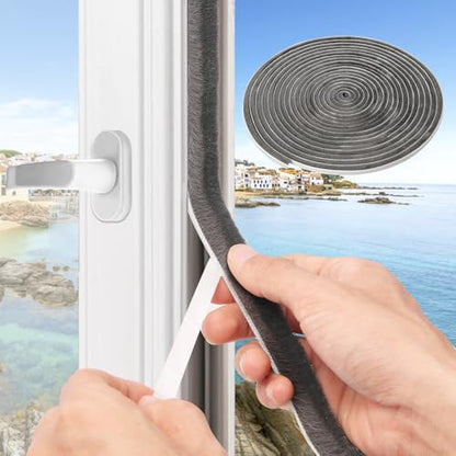 Weather Stripping Door Window Seal, 33Ft Self-Adhesive Brush Door Soundproofing Seal Strip for Sliding Windows and Door Frames, 0.35 Wide X 0.2 Inch Thick, Gray - size: 0.35" Wide x 0.2" Thick