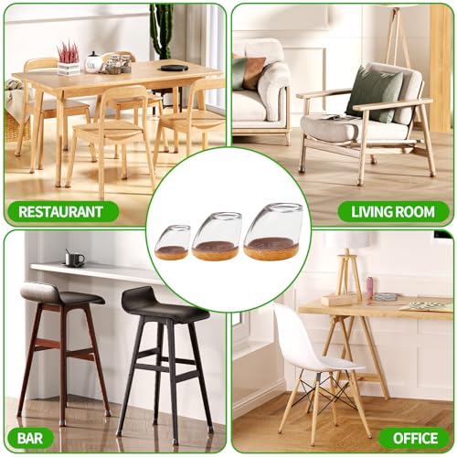 24 PCS Chair Leg Protectors for Hardwood Floors, Round Silicone Cups with Felt Pads for 15-25° Slanted Legs, Table Chair Leg Covers to Protect Floors, Anti-Scratch & Noise(Clear, Fit 1.1"-1.4") - size: L-24PCS-(Fit:1.1"-1.4")-Clear