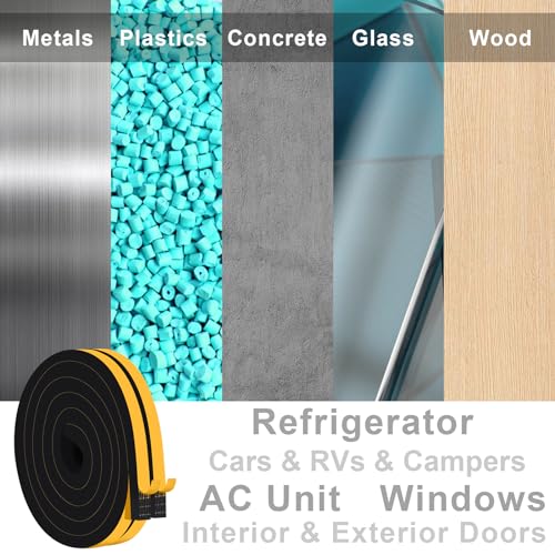 Window Insulation Weather Stripping, High Density Insulation Tape for Door, Soundproof Weatherproof Door Weather Stripping, Adhesive Foam Gasket Tape, Anti-Vibration(1/2 in x 1/2 in x 26Ft) - size: 1/2 In x 1/2 In x 26Ft