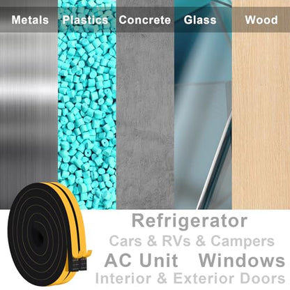Window Insulation Weather Stripping, High Density Insulation Tape for Door, Soundproof Weatherproof Door Weather Stripping, Adhesive Foam Gasket Tape, Anti-Vibration(1/2 in x 1/2 in x 26Ft) - size: 1/2 In x 1/2 In x 26Ft