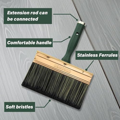 Deck Stain Brush, 8 Inch Deck Paint Brush with Threaded Handle for Extension Pole, Wide Large Brushes for Staining Wood, Fence, Walls, Lime Wash Paint Brush - color: 8 Inch