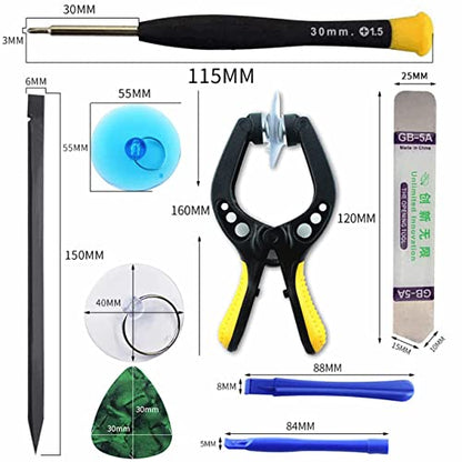 Upgraded 18 PCS Phone Screen Repair Kit, Suction Cup Pliers Opening Repair Kit, Repair Precision Screwdriver Set Compatible with iPhone, iPad, Cellphone and Other Smooth Surface LCD Screen Opener